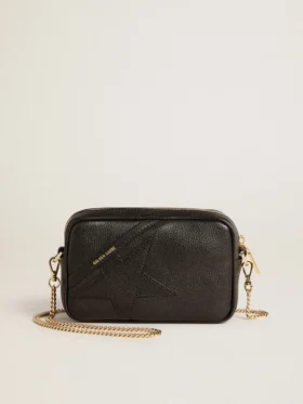 Star Bag en cuir noir avec étoile ton sur ton