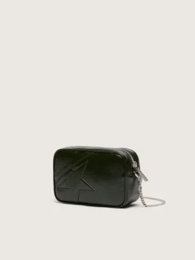 Star Bag en cuir noir avec étoile ton sur ton
