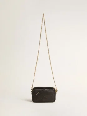 Star Bag en cuir noir avec étoile ton sur ton