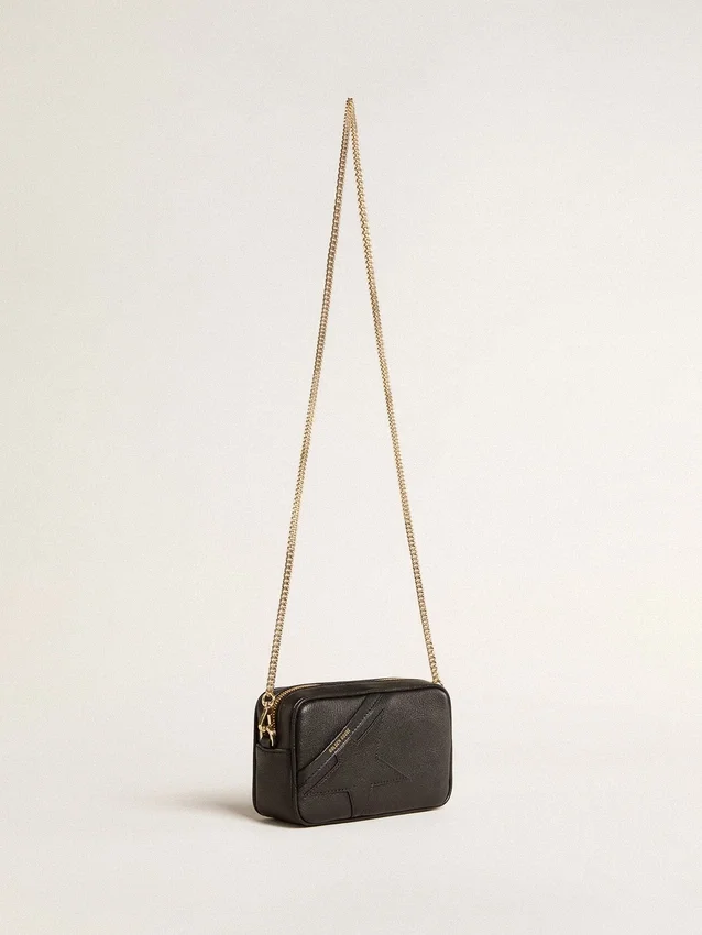 Star Bag en cuir noir avec étoile ton sur ton
