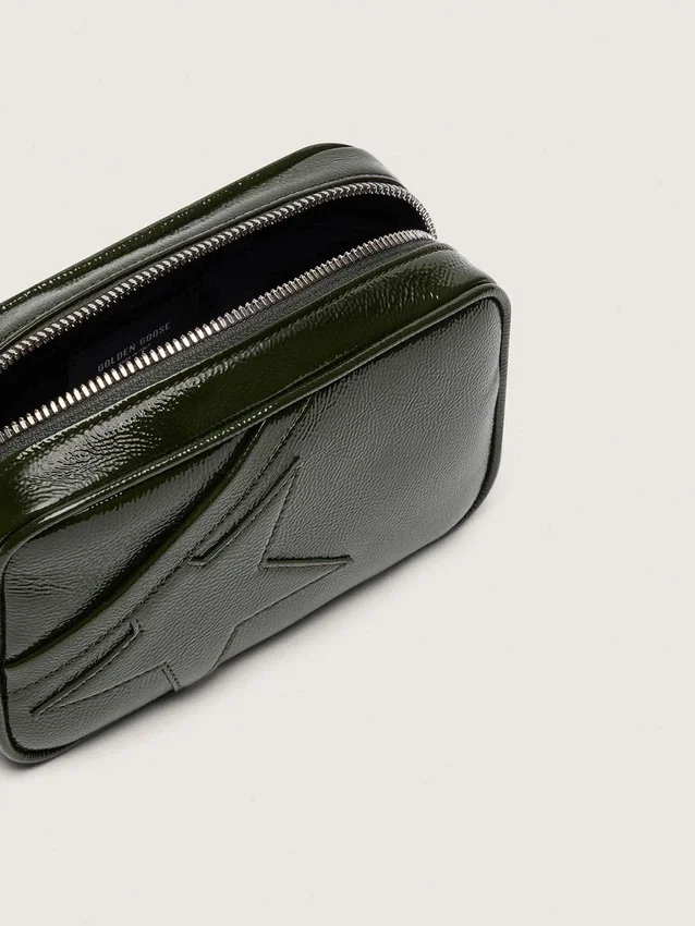 Star Bag en cuir noir avec étoile ton sur ton