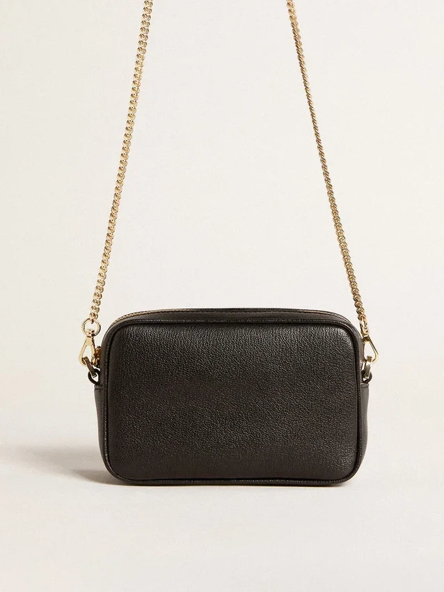 Star Bag en cuir noir avec étoile ton sur ton