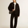 Star Bag en cuir noir brillant avec étoile ton sur ton