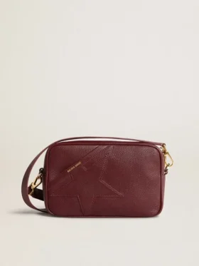 Star Bag en cuir rouge vin avec étoile ton sur ton
