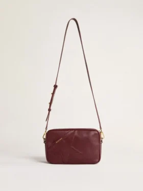 Star Bag en cuir rouge vin avec étoile ton sur ton