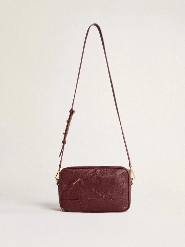 Star Bag en cuir rouge vin avec étoile ton sur ton
