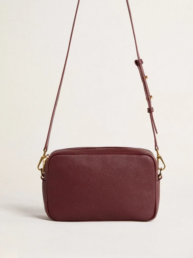 Star Bag en cuir rouge vin avec étoile ton sur ton