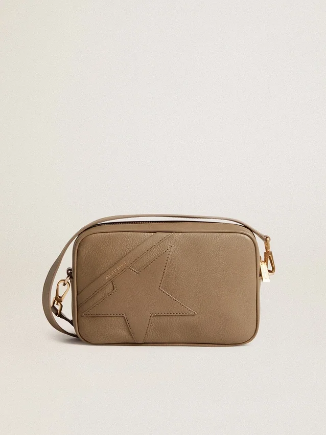 Star Bag en cuir vert sauge avec étoile ton sur ton
