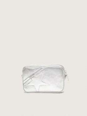 Star Bag pour femme en cuir laminé argenté avec étoile ton sur ton