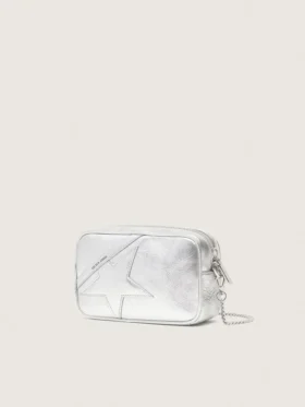 Star Bag pour femme en cuir laminé argenté avec étoile ton sur ton