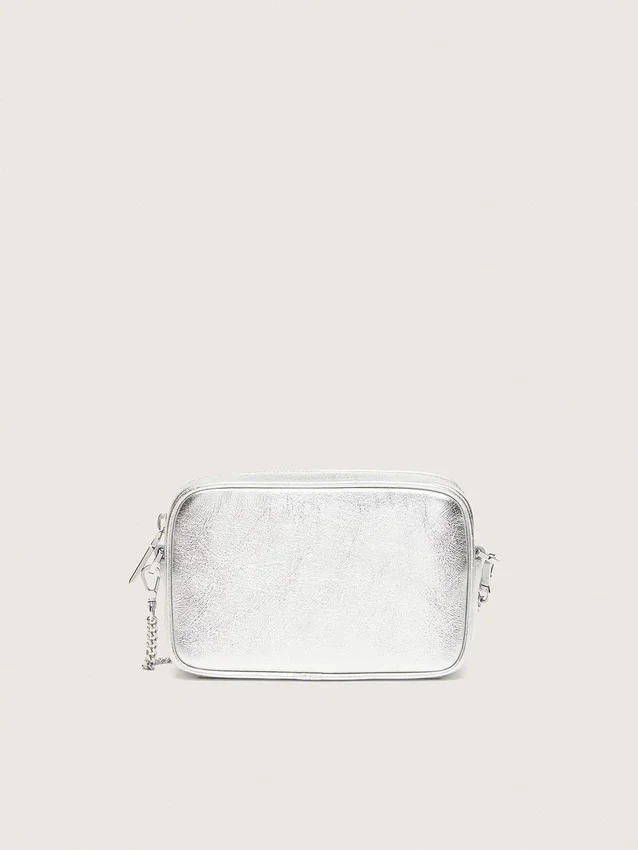 Star Bag pour femme en cuir laminé argenté avec étoile ton sur ton