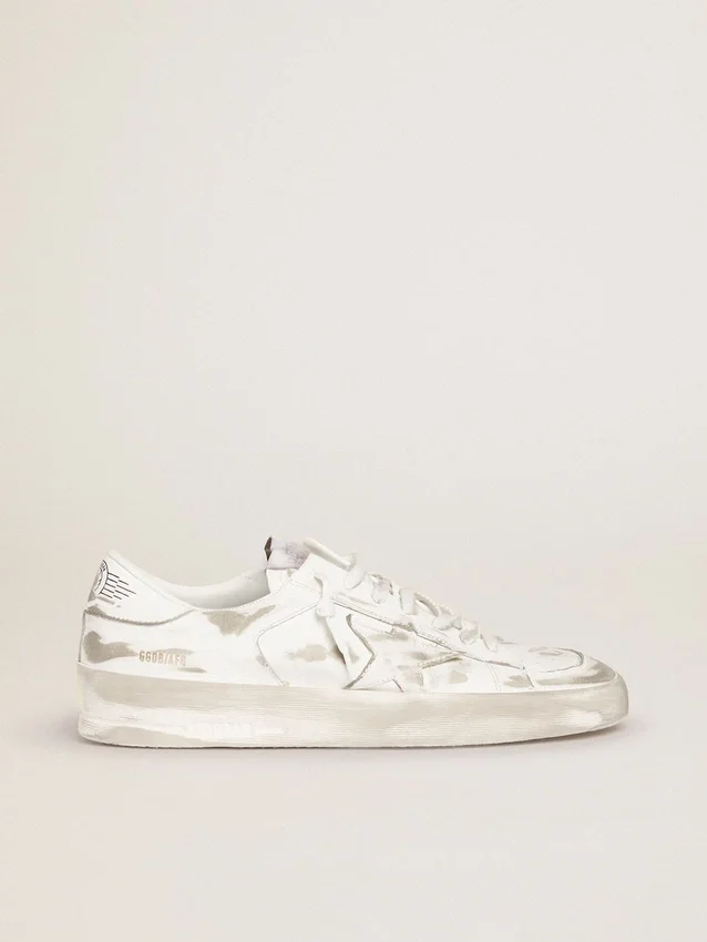 Sneakers Stardan en cuir blanc avec effet usé