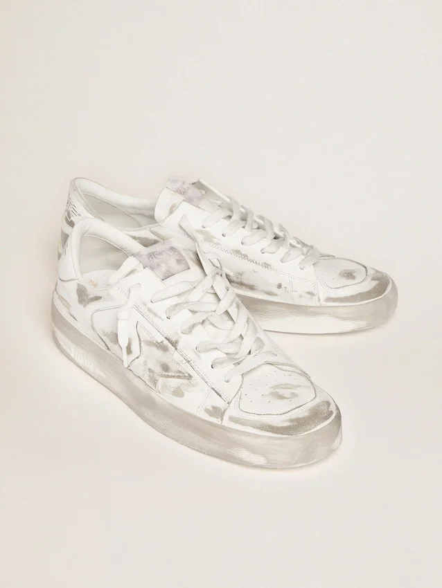 Sneakers Stardan en cuir blanc avec effet usé