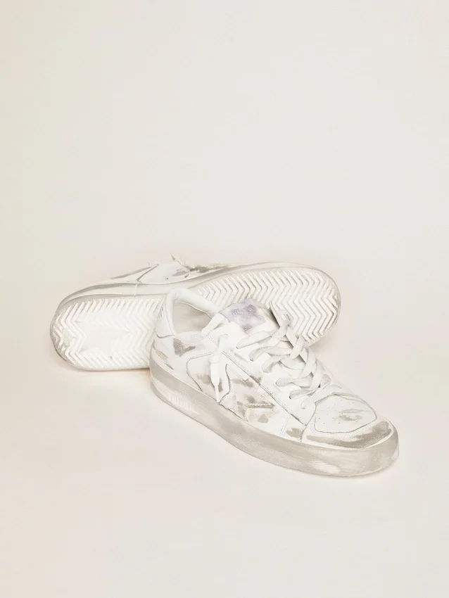 Sneakers Stardan en cuir blanc avec effet usé