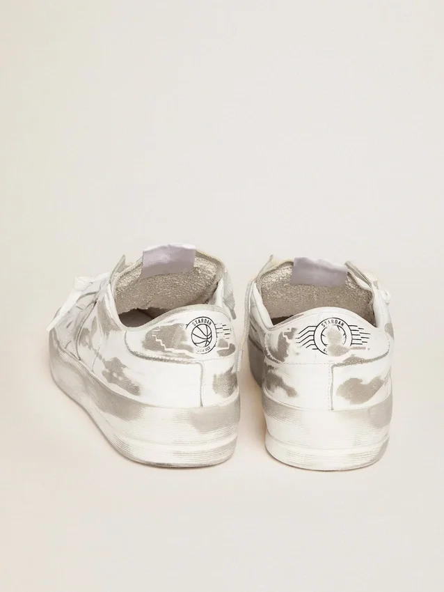 Sneakers Stardan en cuir blanc avec effet usé