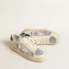 Stardan en cuir blanc et mesh avec étoile en cuir blanc