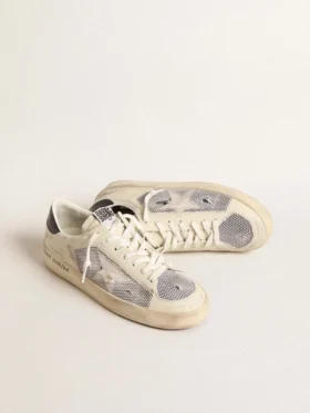Stardan en cuir blanc et mesh avec étoile en cuir blanc