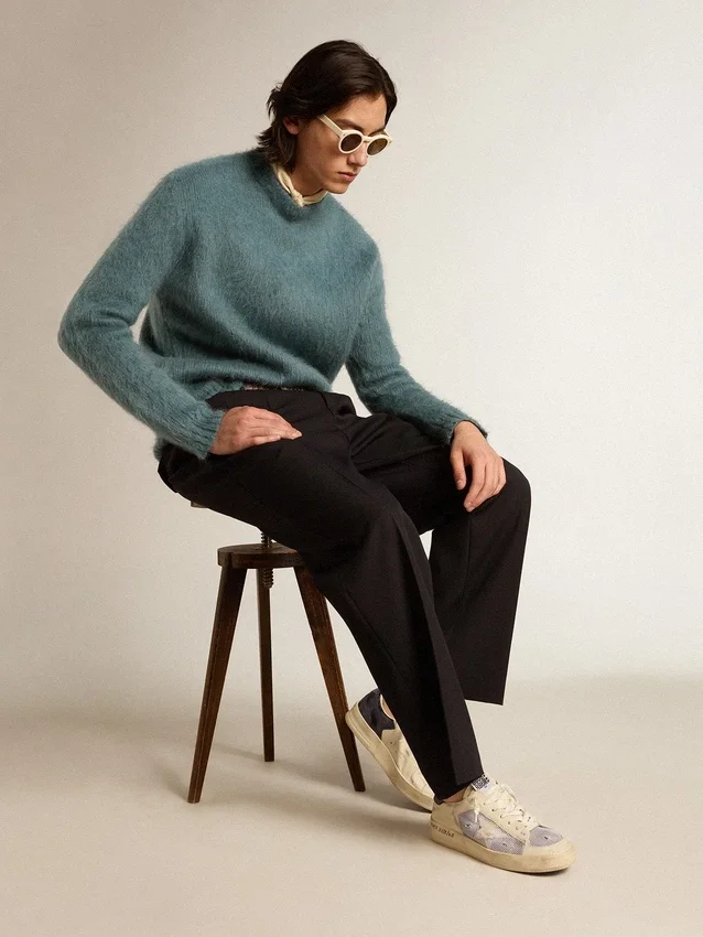 Stardan en cuir blanc et mesh avec étoile en cuir blanc
