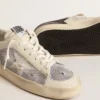 Stardan en cuir blanc et mesh avec étoile en cuir blanc