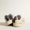 Stardan en cuir blanc et mesh avec étoile en cuir blanc