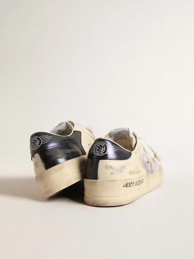 Stardan en cuir blanc et mesh avec étoile en cuir blanc