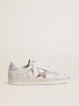 Stardan en cuir nappa avec étoile en cuir argent métallisé et languette de talon en daim rose
