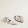 Stardan en cuir nappa avec étoile en cuir argent métallisé et languette de talon en daim rose