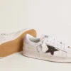 Stardan en cuir nappa avec étoile en cuir argent métallisé et languette de talon en daim rose
