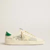 Stardan en cuir nappa blanc avec une étoile en cuir couleur crème