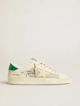 Stardan en cuir nappa blanc avec une étoile en cuir couleur crème