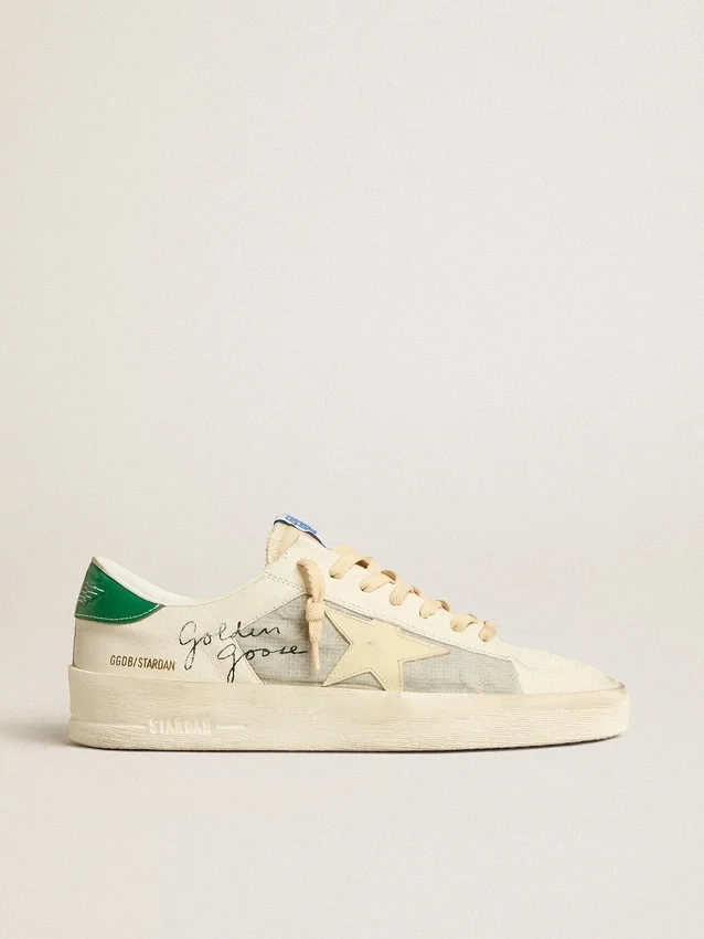 Stardan en cuir nappa blanc avec une étoile en cuir couleur crème