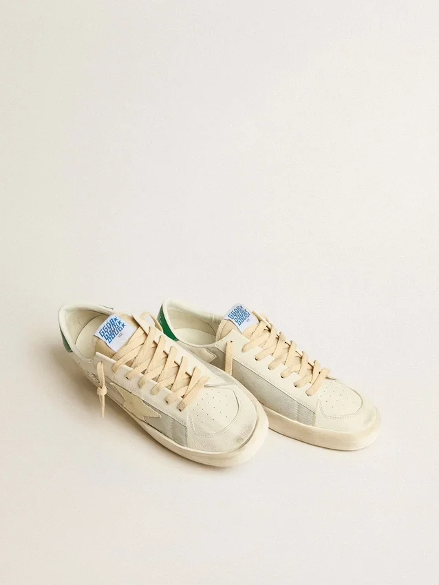 Stardan en cuir nappa blanc avec une étoile en cuir couleur crème