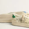 Stardan en cuir nappa blanc avec une étoile en cuir couleur crème