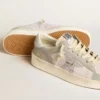 Stardan en cuir nappa gris et mesh blanc avec étoile en cuir gris