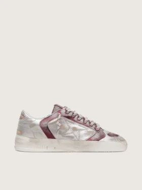 Stardan LAB pour femme en cuir bordeaux et argent pailleté