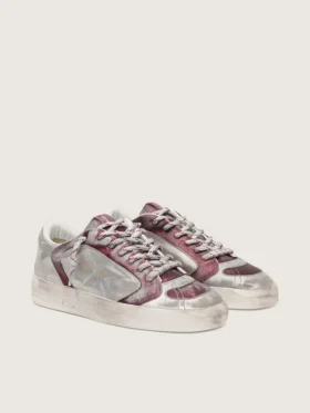 Stardan LAB pour femme en cuir bordeaux et argent pailleté