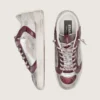 Stardan LAB pour femme en cuir bordeaux et argent pailleté