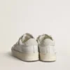 Stardan LTD en cuir blanc avec étoile et languette au talon en daim gris glacier