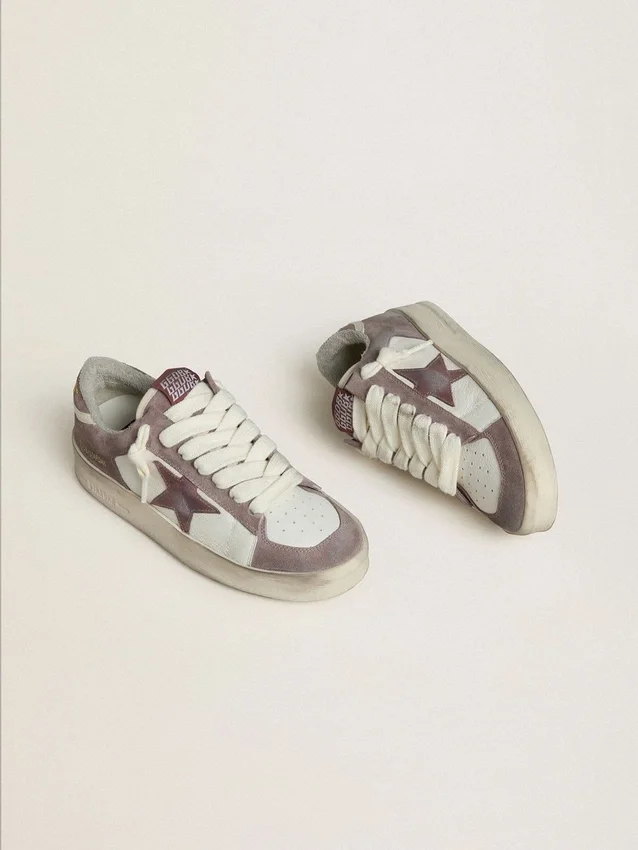 Stardan LTD pour femme en cuir nappa et daim, avec étoile en daim mauve et languette de talon en daim lavande