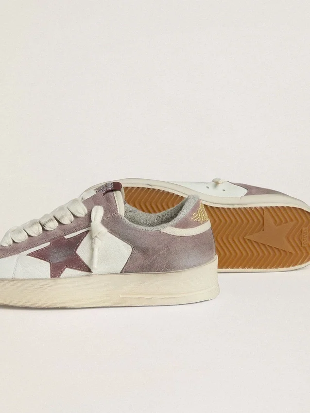 Stardan LTD pour femme en cuir nappa et daim, avec étoile en daim mauve et languette de talon en daim lavande