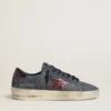 Stardan LTD pour homme en nubuck anthracite et daim bleu avec étoile en cuir métallisé