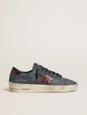 Stardan LTD pour homme en nubuck anthracite et daim bleu avec étoile en cuir métallisé