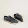 Stardan LTD pour homme en nubuck anthracite et daim bleu avec étoile en cuir métallisé