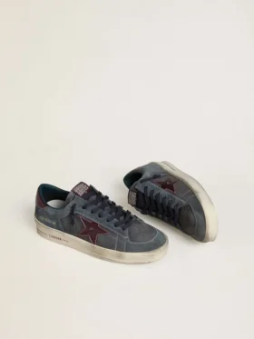 Stardan LTD pour homme en nubuck anthracite et daim bleu avec étoile en cuir métallisé