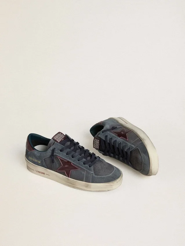 Stardan LTD pour homme en nubuck anthracite et daim bleu avec étoile en cuir métallisé