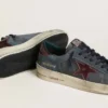 Stardan LTD pour homme en nubuck anthracite et daim bleu avec étoile en cuir métallisé