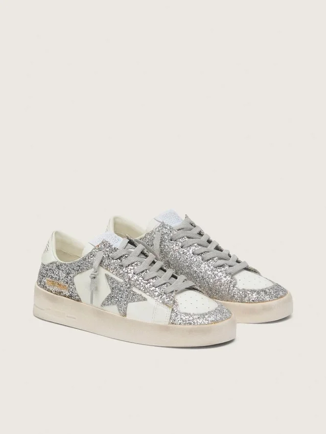Stardan pour femme en cuir blanc et paillettes