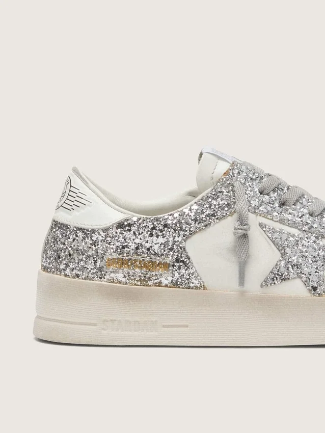 Stardan pour femme en cuir blanc et paillettes