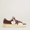 Stardan pour femme en nappa blanc avec étoile et languette au talon en daim bordeaux