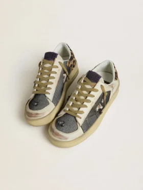 Stardan pour femme en nappa et mesh avec languette de talon en peau de poney à imprimé léopard
